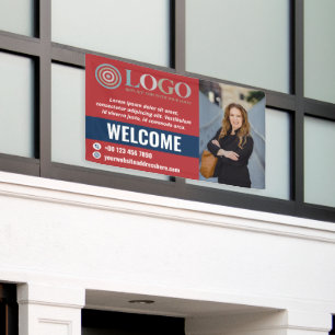 Red Blue Welcome Small Business Foto Logo Promotio Banner
