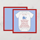 Red Blue Whale Baby Boy Dusche Einladung (Vorne/Hinten)
