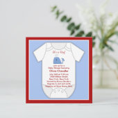Red Blue Whale Baby Boy Dusche Einladung (Stehend Vorderseite)