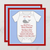 Red Blue Whale Baby Boy Dusche Einladung (Vorne/Hinten)