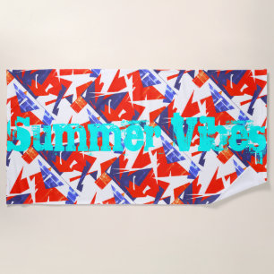 Red Blue White Abstrakt Summer Vibes Beach Handtuc Strandtuch