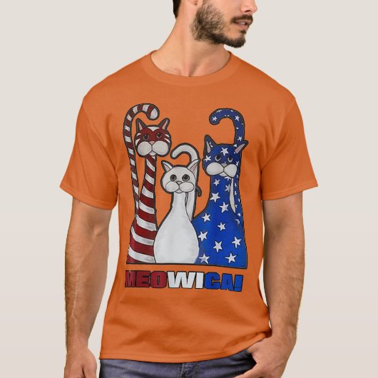 Red Blue White Cat American Flag Patriotic Plus T-Shirt (Vorderseite)
