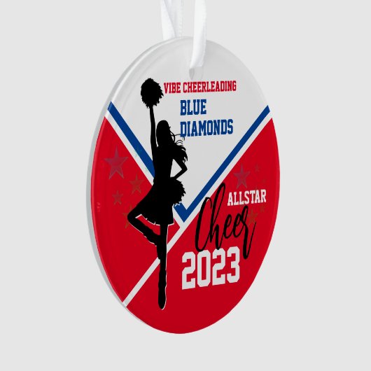 Red Blue White Cheerleader Acrylic Ornament (Vorderseite)