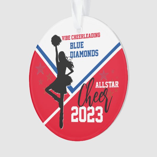 Red Blue White Cheerleader Acrylic Ornament (Vorderseite)
