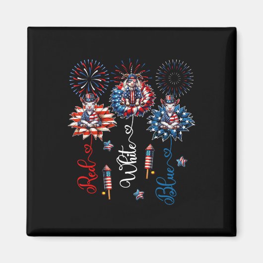 Red Blue White Drei Niedliche Ziegen am 4. Juli Magnet (Vorne)