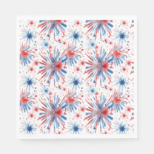 Red Blue White Fireworks Napkin Serviette (Vorderseite)