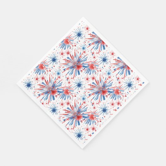 Red Blue White Fireworks Napkin Serviette (Ecke)