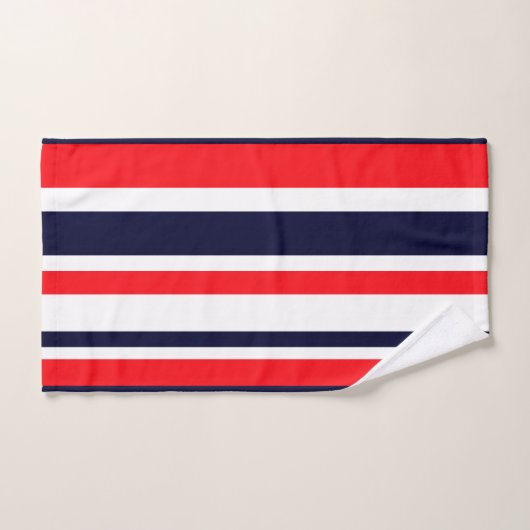 Red Blue White Lines Muster Badhandtuch Set (Handtuch)