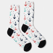 Red Blue White Nautic Boat Anchors Muster Socken (Rechts)