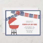 Red Blue & White Party Fringe 4. Juli Barbecue Einladung (Vorderseite)