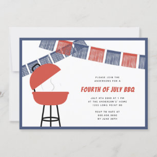 Red Blue & White Party Fringe 4. Juli Barbecue Einladung