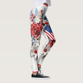 Red Blue White Patriotic 3D-Blume Leggings