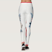 Red Blue White Patriotic 3D-Blume Leggings (Rückseite)