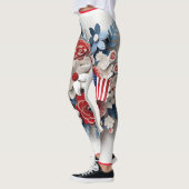 Red Blue White Patriotic 3D-Blume Leggings (Links)
