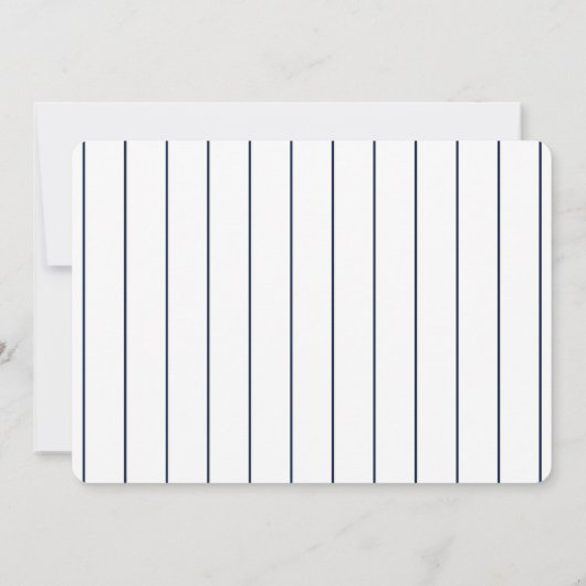 Red Blue & White Pinstripes Baseball Baby Dusche Einladung (Rückseite)