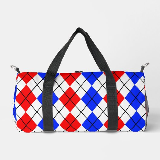 Red Blue White Raute Diamond Muster Design Duffle Bag (Vorderseite)