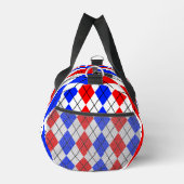 Red Blue White Raute Diamond Muster Design Duffle Bag (Rechts)
