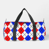 Red Blue White Raute Diamond Muster Design Duffle Bag (Rückseite)