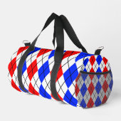 Red Blue White Raute Diamond Muster Design Duffle Bag (Rechte Ecke)