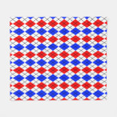 Red Blue White Raute Diamond Muster Design Fleecedecke (Vorderseite (Horizontal))