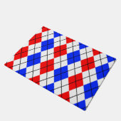 Red Blue White Raute Diamond Muster Design Fußmatte (Schrägansicht)