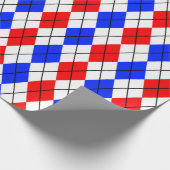 Red Blue White Raute Diamond Muster Design Geschenkpapier (Ecke)