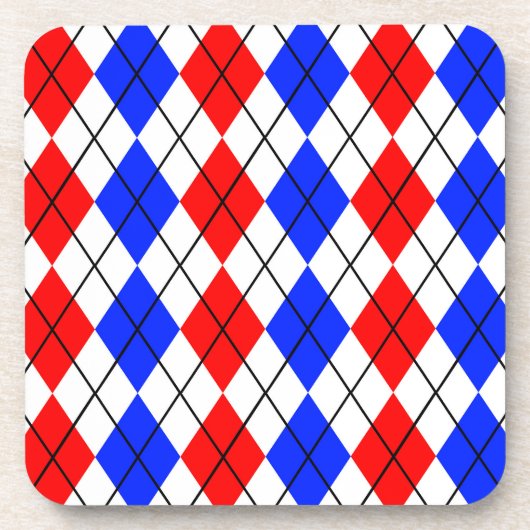 Red Blue White Raute Diamond Muster Design Getränkeuntersetzer (Vorderseite)