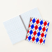 Red Blue White Raute Diamond Muster Design Notizblock (Innenseite)