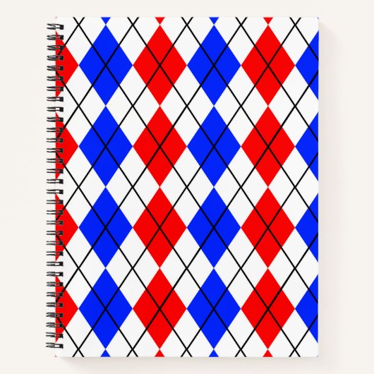 Red Blue White Raute Diamond Muster Design Notizblock (Vorderseite)