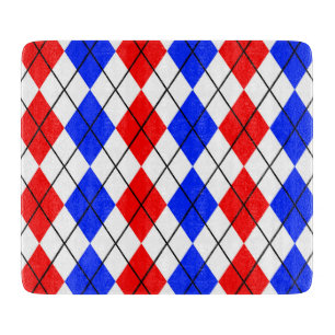 Red Blue White Raute Diamond Muster Design Schneidebrett