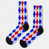 Red Blue White Raute Diamond Muster Design Socken (Linkes Detail)