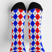 Red Blue White Raute Diamond Muster Design Socken (Oben)