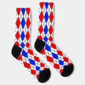 Red Blue White Raute Diamond Muster Design Socken (Rechts)