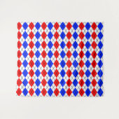 Red Blue White Raute Diamond Muster Design Wandteppich (Vorderseite (Horizontal))