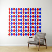Red Blue White Raute Diamond Muster Design Wandteppich (Beispiel (Horizontal))
