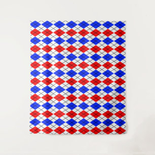 Red Blue White Raute Diamond Muster Design Wandteppich