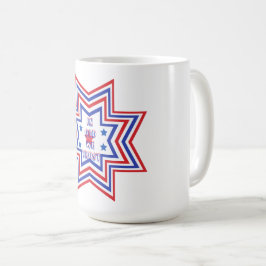Red, Blue, White Star American Slogan Kaffeetasse