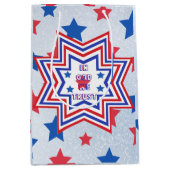 Red, Blue, White Star American Slogan Mittlere Geschenktüte (Vorderseite)
