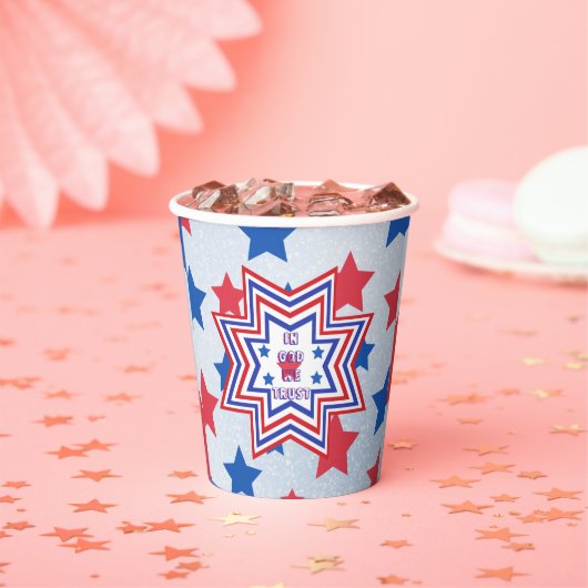 Red, Blue, White Star American Slogan Pappbecher (Insitu)
