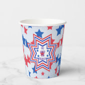 Red, Blue, White Star American Slogan Pappbecher (Rückseite)