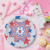 Red, Blue, White Star American Slogan Pappteller (Party)