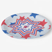 Red, Blue, White Star American Slogan Pappteller (Schrägansicht)
