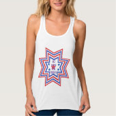 Red, Blue, White Star American Slogan Tank Top (Vorderseite)