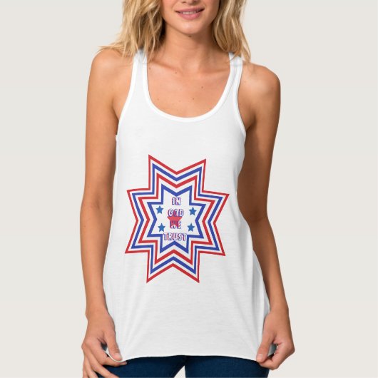 Red, Blue, White Star American Slogan Tank Top (Vorderseite)