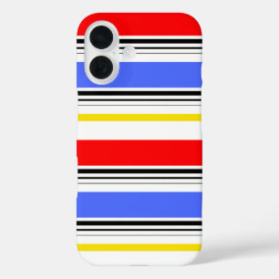 Red Blue White Stripes Design iPhone 16 Hülle
