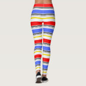 Red Blue White Stripes Design Leggings (Rückseite)