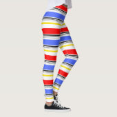 Red Blue White Stripes Design Leggings (Rechts)