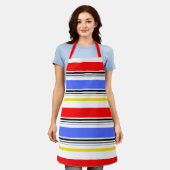 Red Blue White Stripes Design Schürze (Getragen)