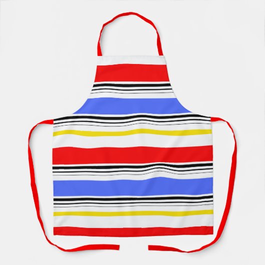 Red Blue White Stripes Design Schürze (Vorderseite)