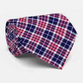 Red Blue & White Tartan Chic Stilvolles Muster Krawatte (Gerollt)